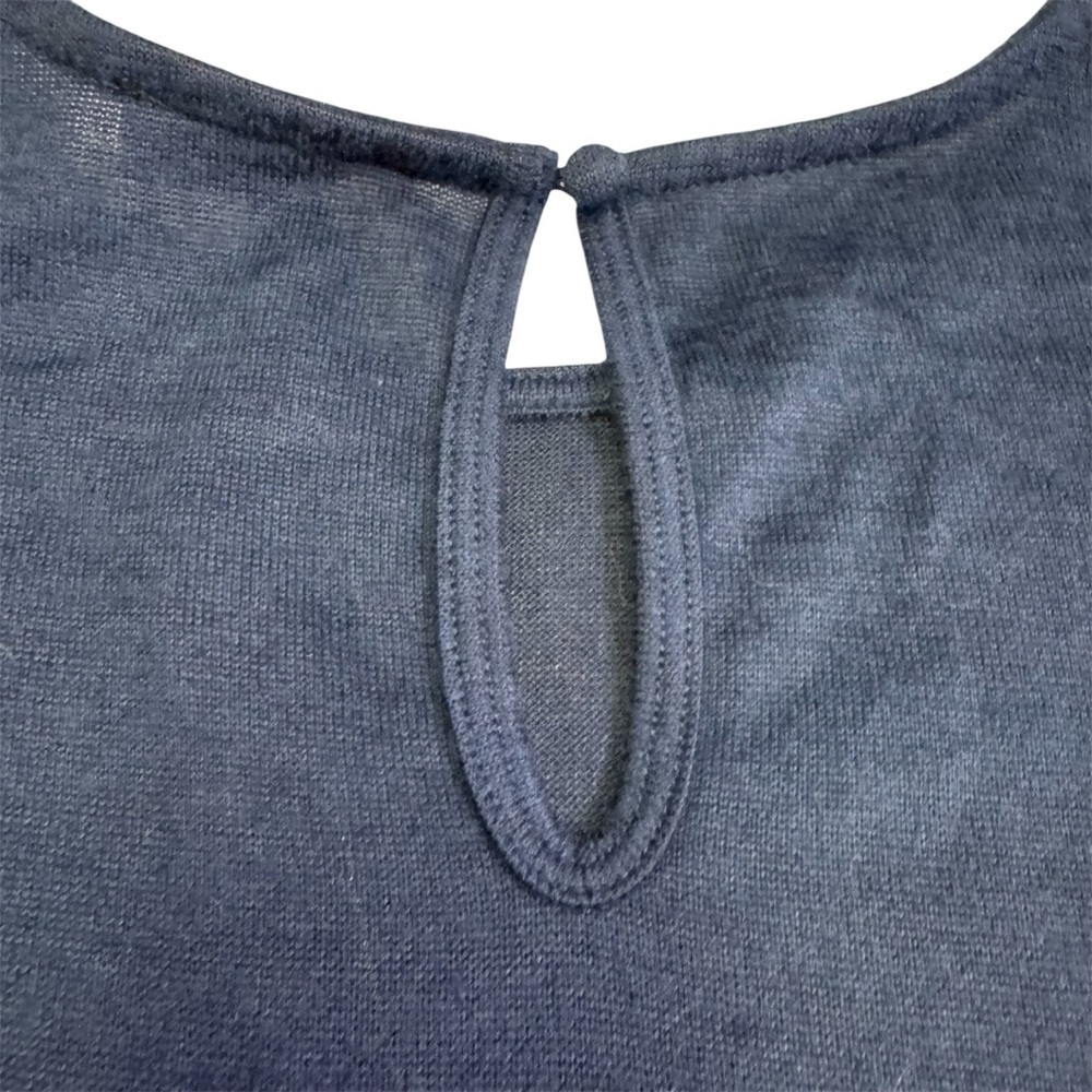 DG2 by Diane Gilman Cold-Shoulder Ruffle Top Shirt Sweater Navy Blue Size XS NWT - Picture 4 of 10